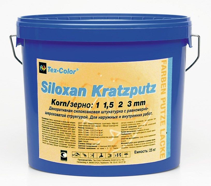 ТексКолор, штукатурка силоксановая "шуба" Siloxan Kratzputz(1,5мм), 25кг.