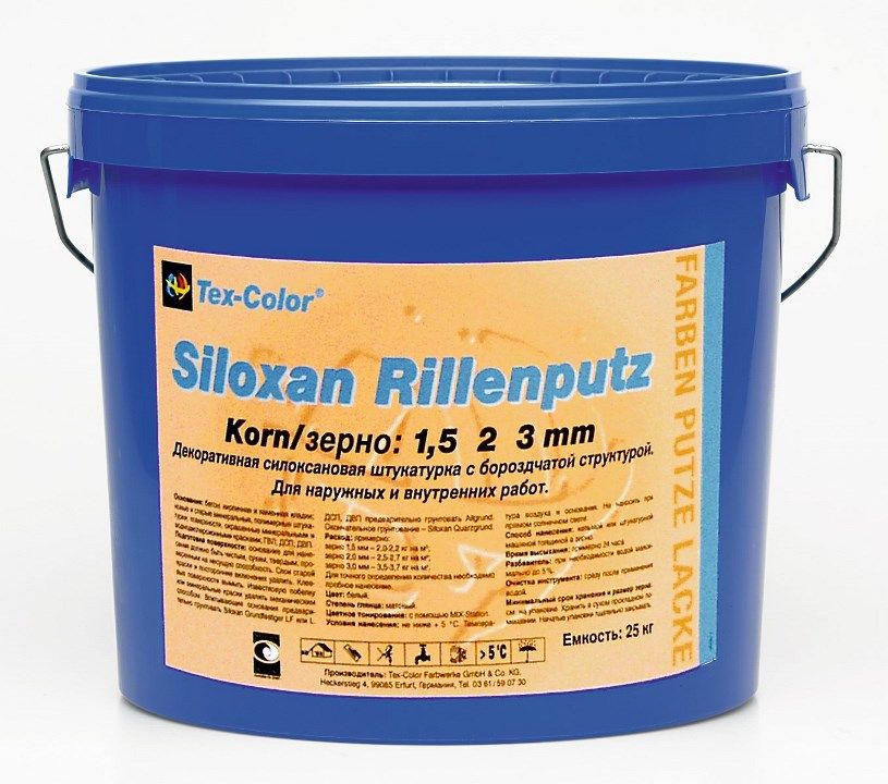 ТексКолор, штукатурка силоксановая "короед" Siloxan Rillenputz (1,5мм), 25кг.